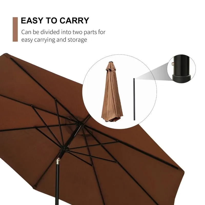 10’ x 8’ Outdoor Garden Umbrella - Coffee