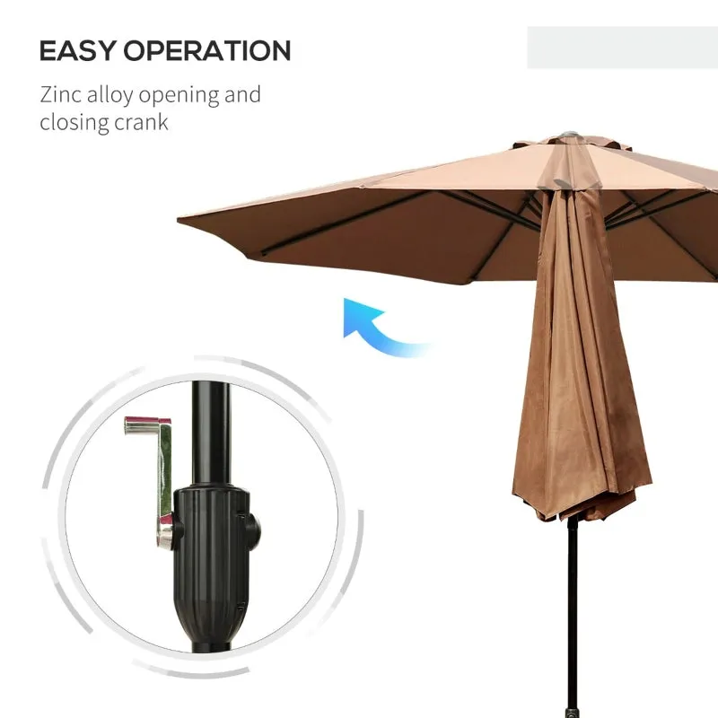 10’ x 8’ Outdoor Garden Umbrella - Coffee