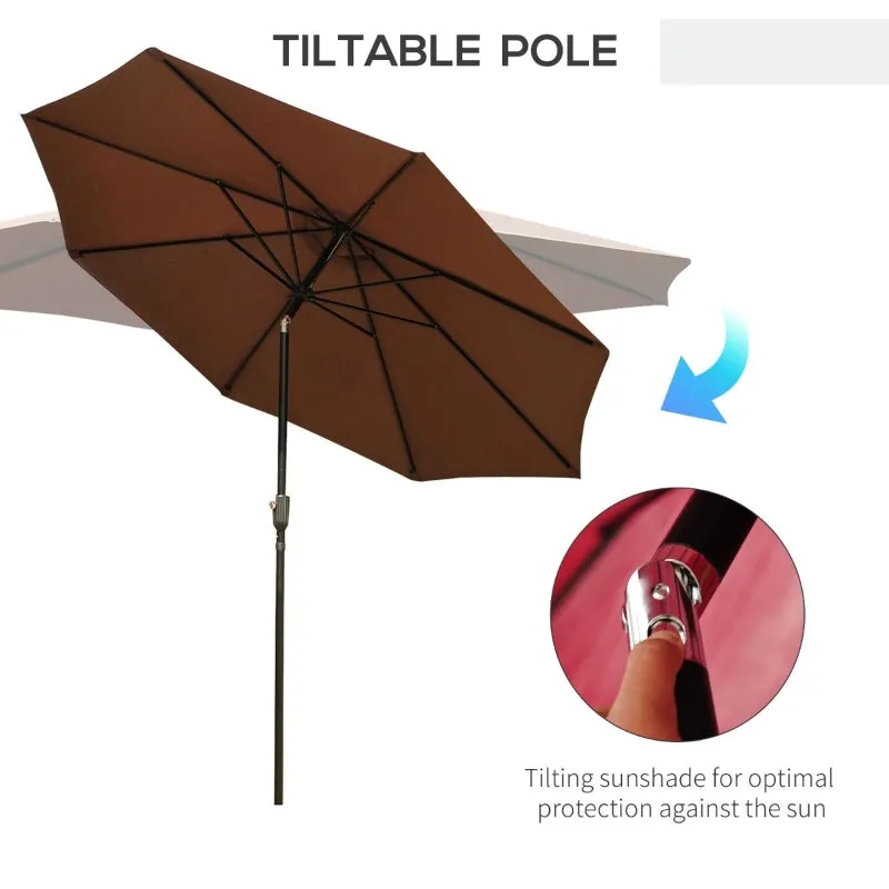 10’ x 8’ Outdoor Garden Umbrella - Coffee