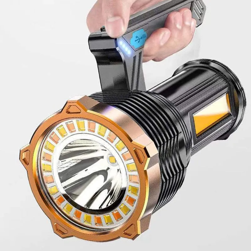 1200mah Super Bright Searchlight Led Handheld Torch Spotlight- Usb Charging