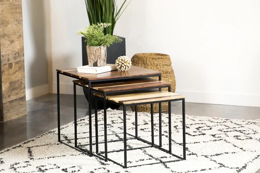 3-piece Square Nesting Tables Natural And Black