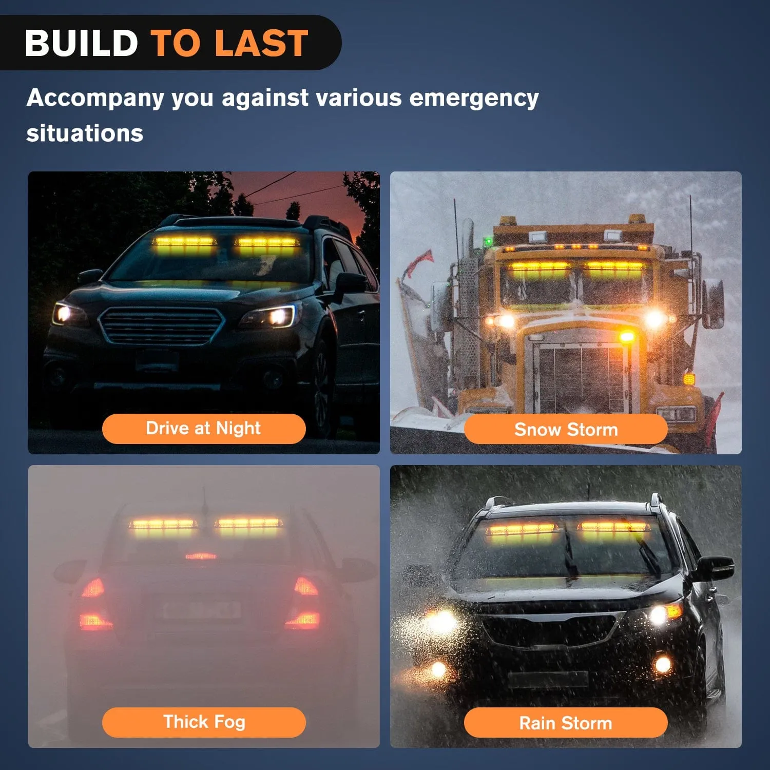 32LED Amber Emergency Dash Strobe Lights with Controller Suction Cups