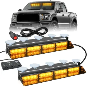 32LED Amber Emergency Dash Strobe Lights with Controller Suction Cups