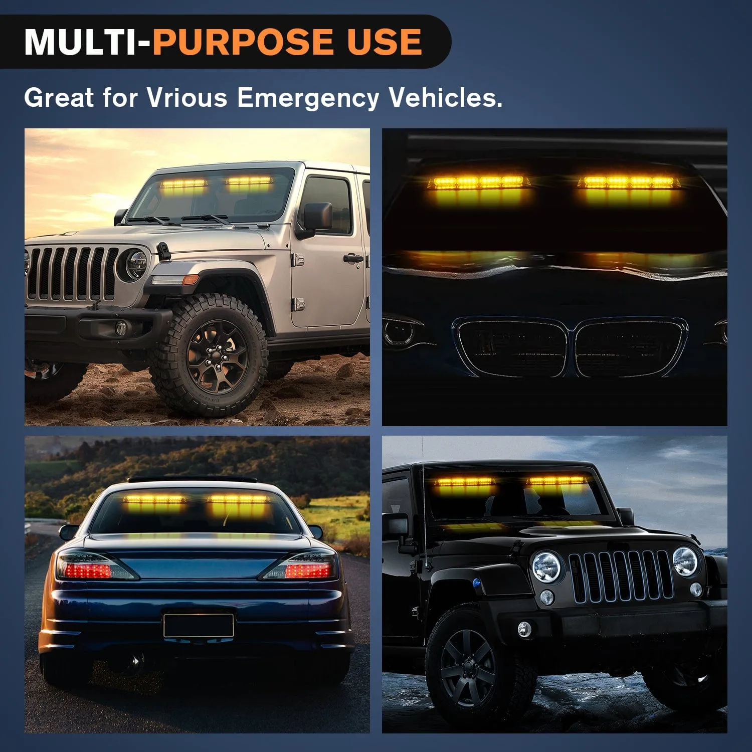 32LED Amber Emergency Dash Strobe Lights with Controller Suction Cups