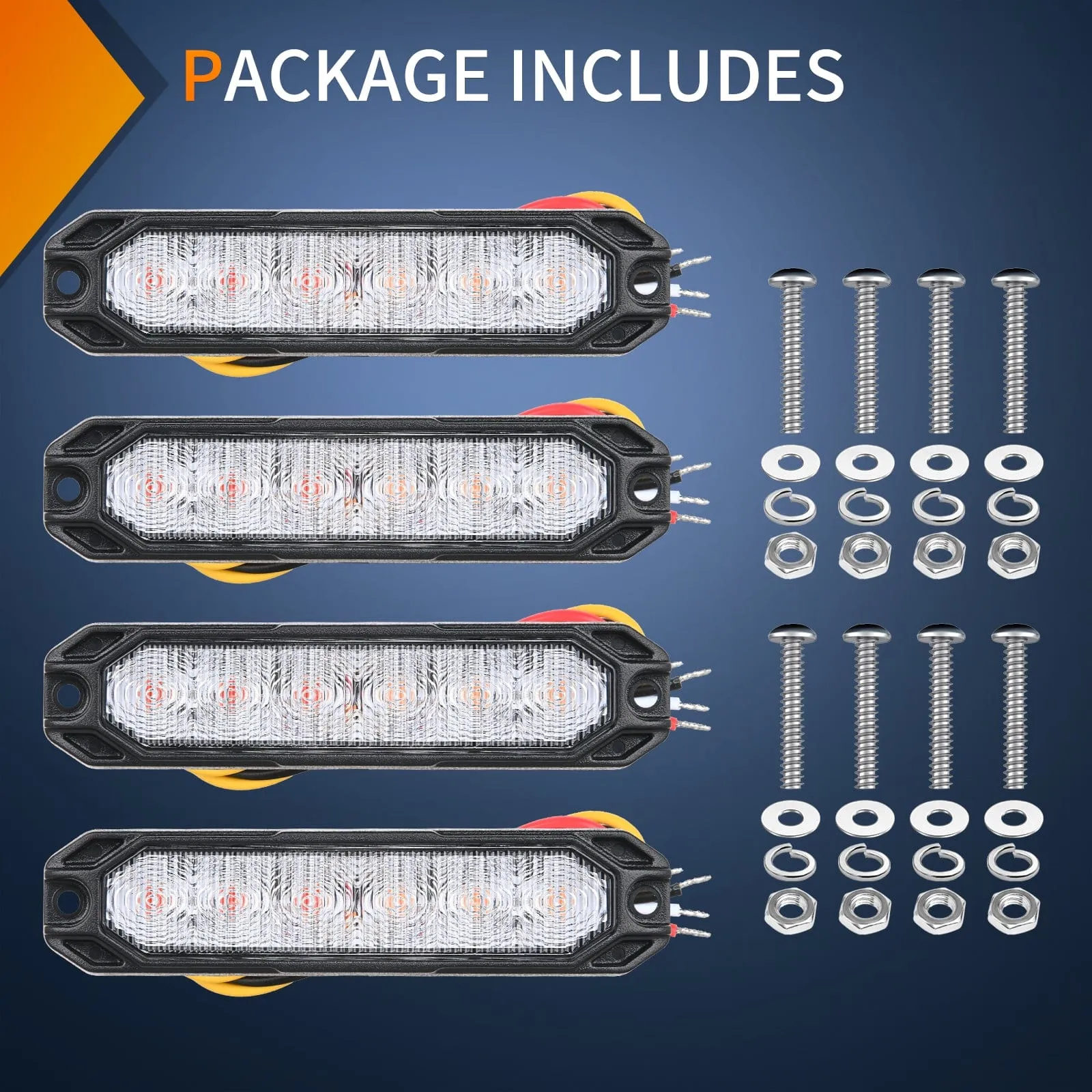 4PCS 6 LED Red and Yellow Emergency Warning Strobe Lights