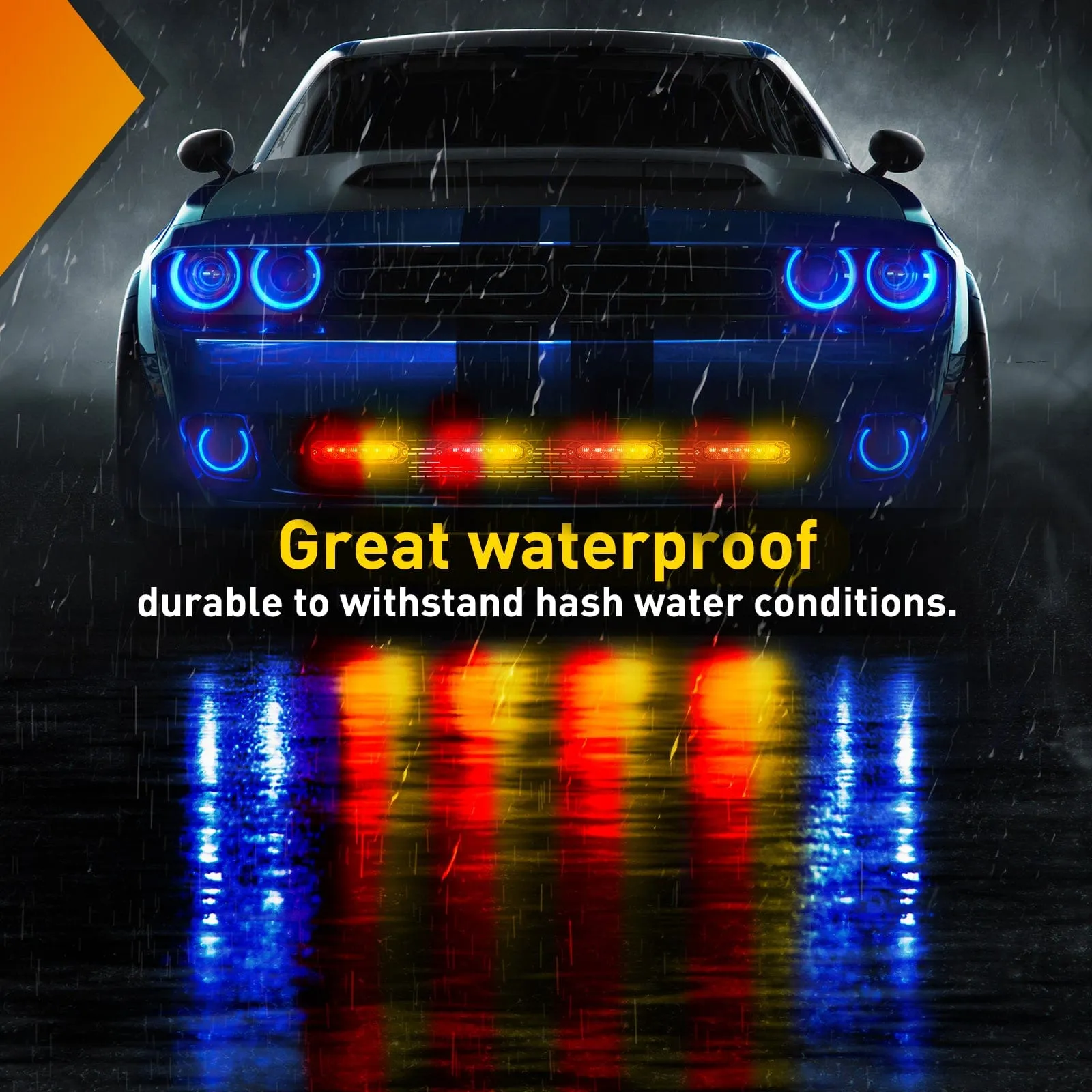 4PCS 6 LED Red and Yellow Emergency Warning Strobe Lights