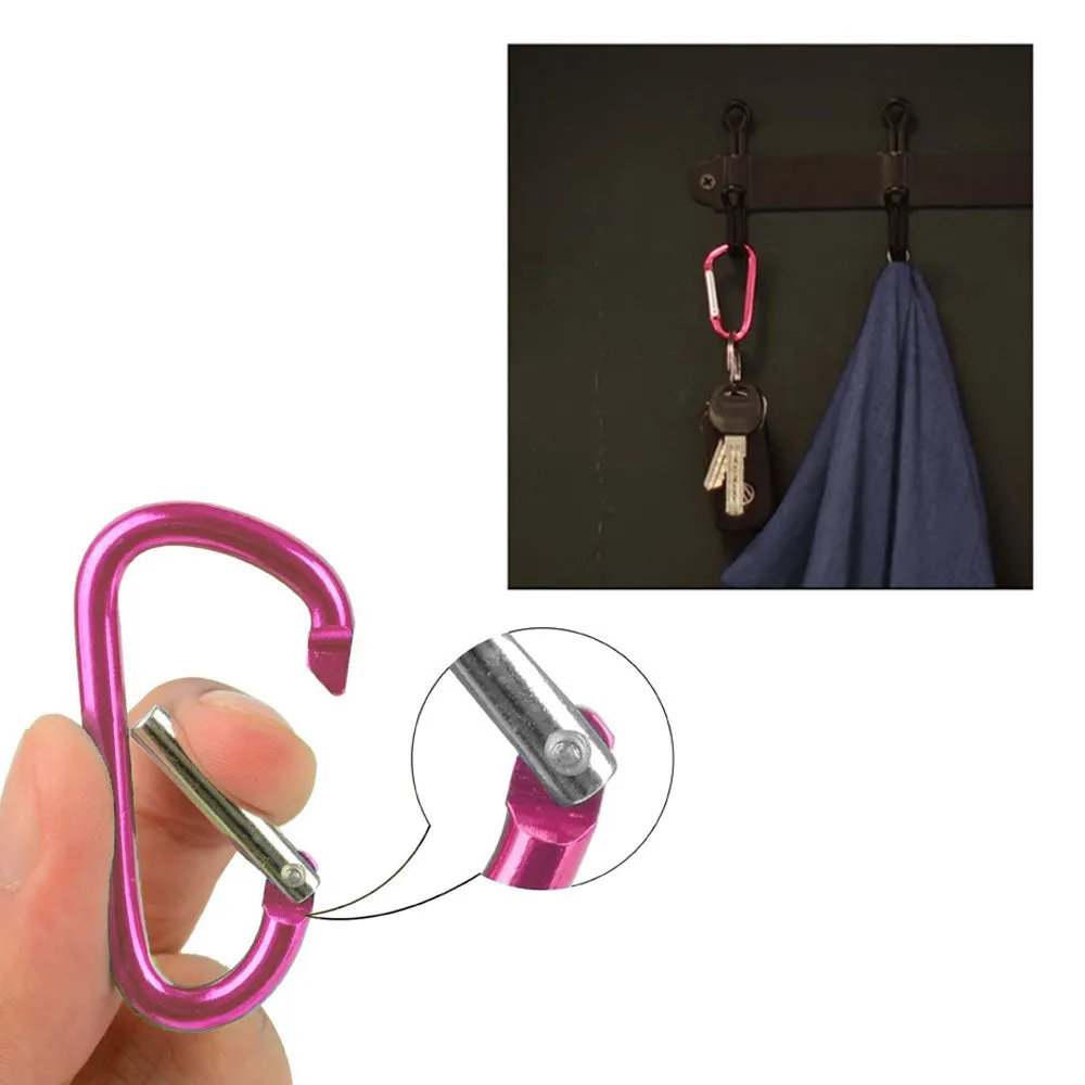 5 Pc Pink Aluminum Carabiner 2" D-Ring Snap Hook Key Chain Keyring Spring Clips