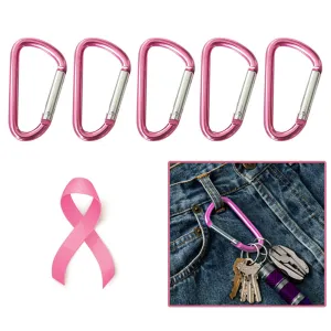5 Pc Pink Aluminum Carabiner 2" D-Ring Snap Hook Key Chain Keyring Spring Clips