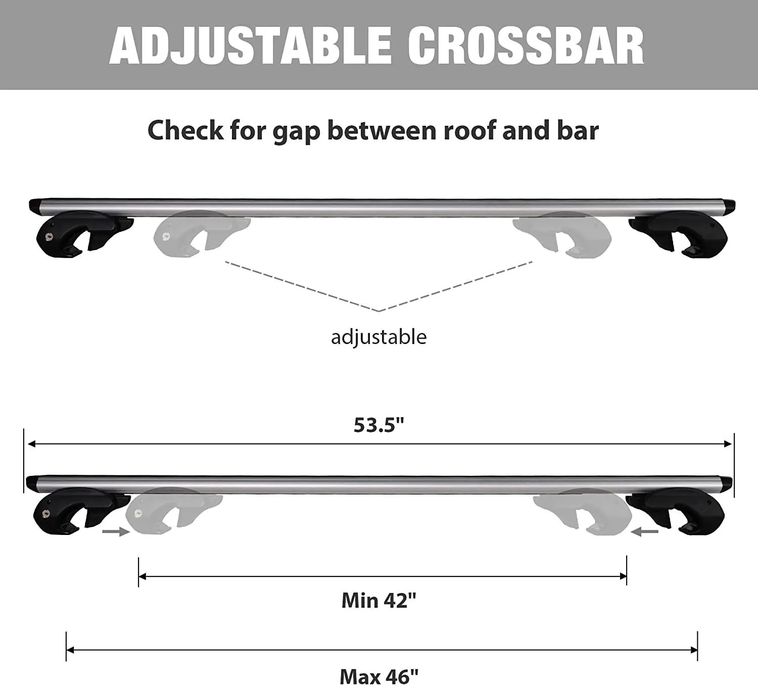 54" Universal Roof Rack Crossbars with Locks Adjustable Aluminum Cargo Carrier Fit for Cars with Side Rails