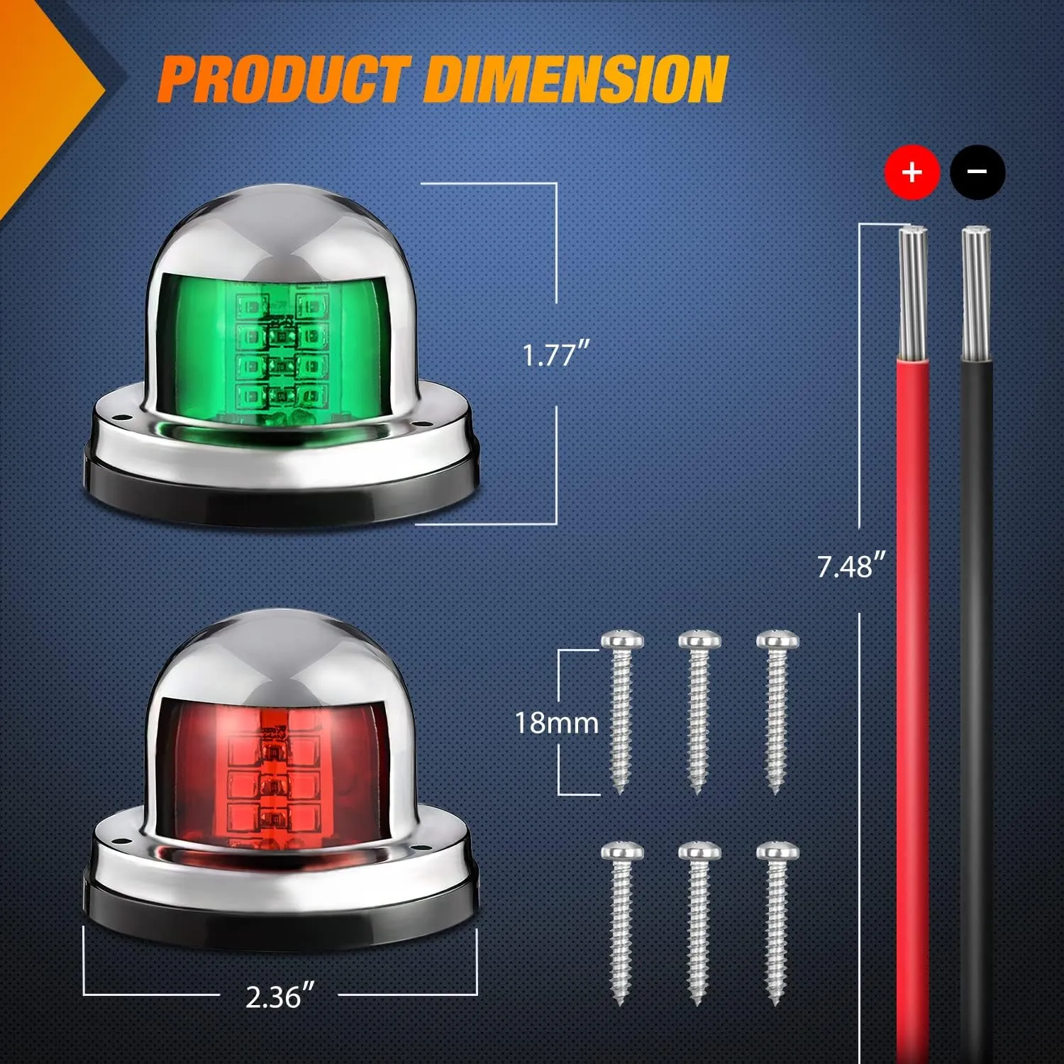 8 Leds Red Green Marine LED Port Starboard Signals Lights (Pair)