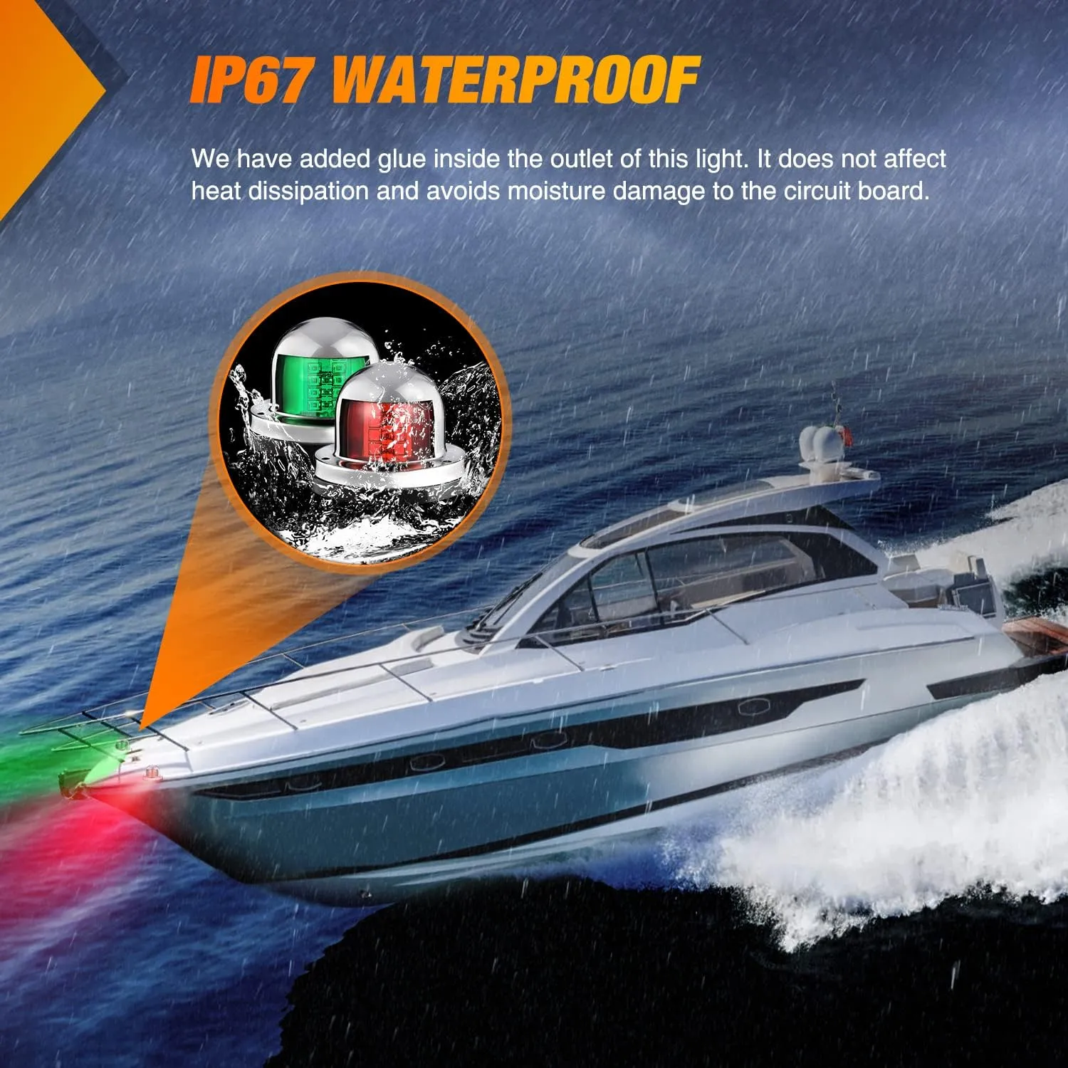 8 Leds Red Green Marine LED Port Starboard Signals Lights (Pair)