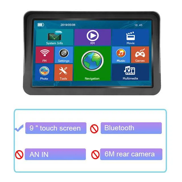 9 Inch HD truck & Vehicle Bluetooth WIFI GPS  256MB 8GB AVIN Support Rearview Camera Navitel Free Maps