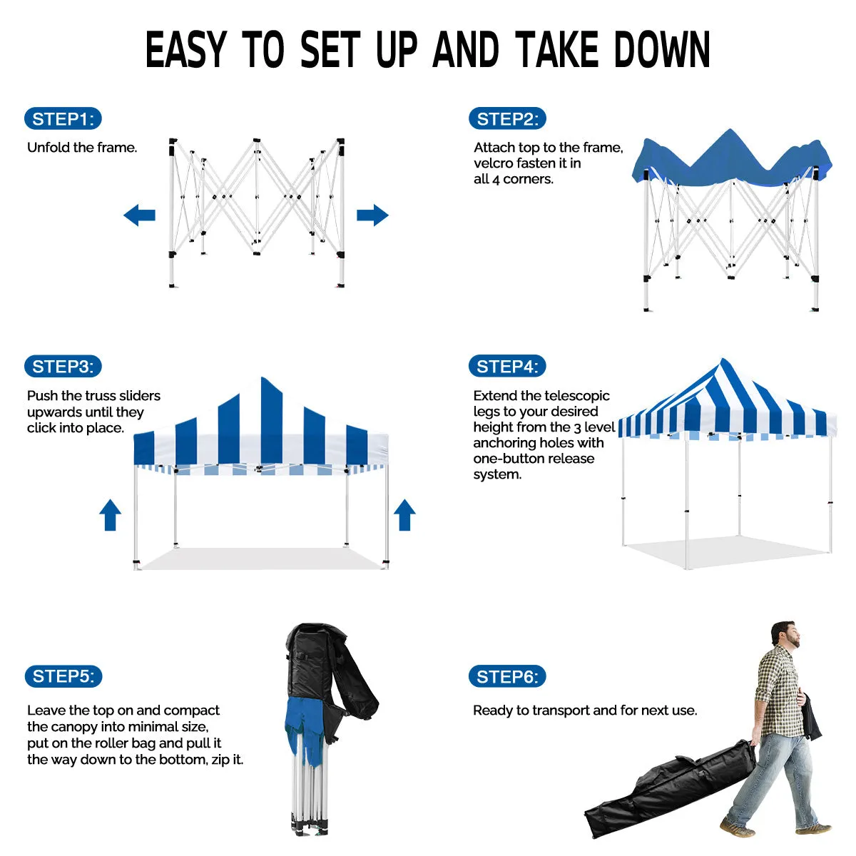ABLEM8CANOPY Carnival 10x10 Pop Up Canopy Tent - Blue