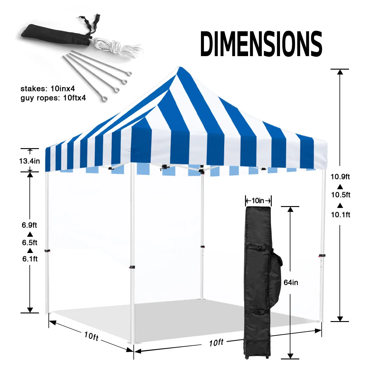 ABLEM8CANOPY Carnival 10x10 Pop Up Canopy Tent - Blue