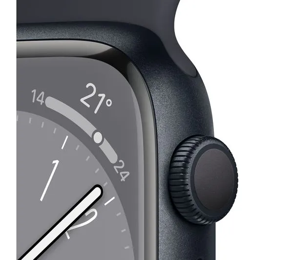 Apple Watch Series 8 GPS, 41mm Midnight Aluminium Case with Midnight Sports Band - M/L - Pristine