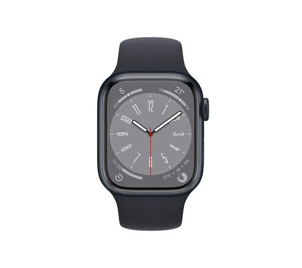 Apple Watch Series 8 GPS, 41mm Midnight Aluminium Case with Midnight Sports Band - M/L - Pristine