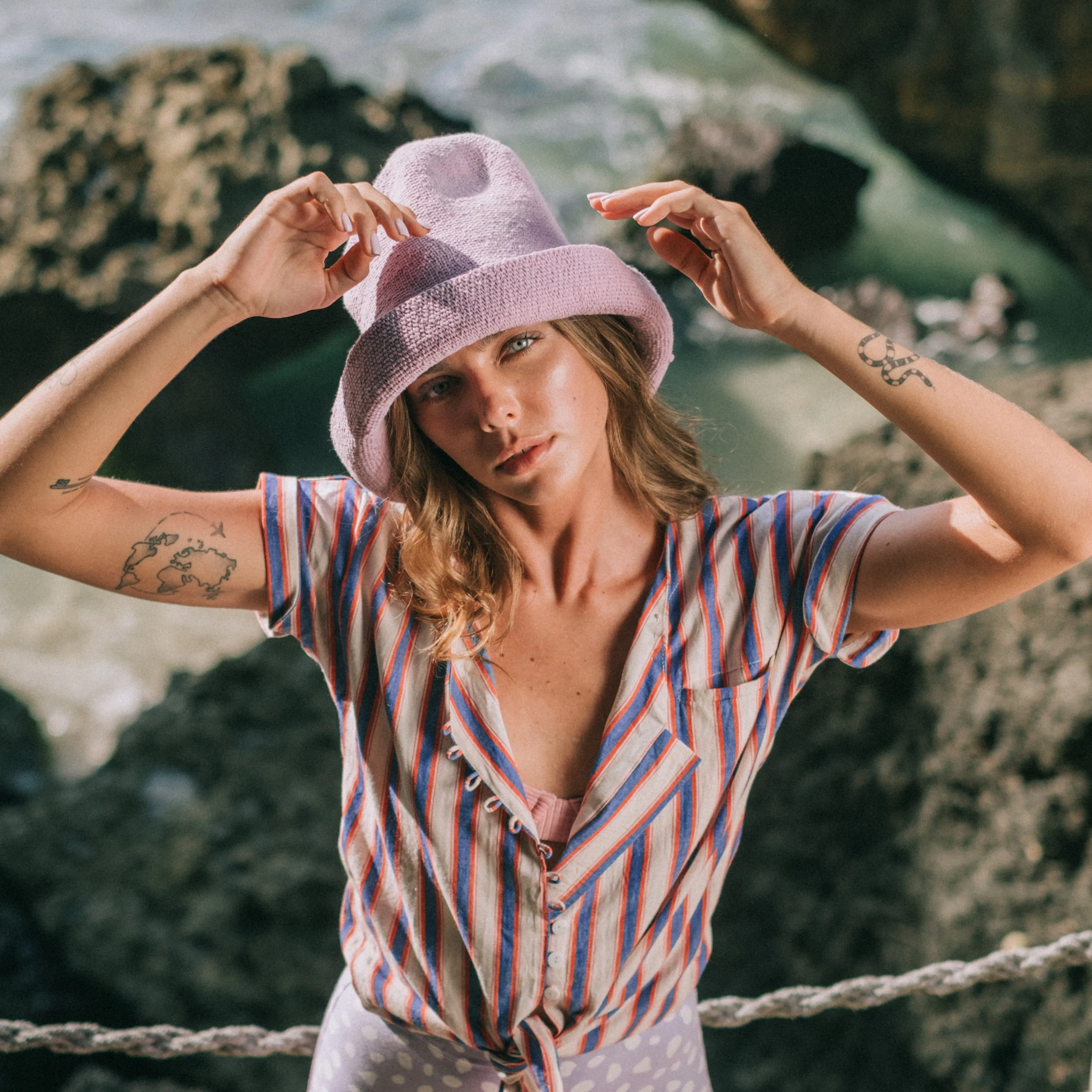 BLOOM Crochet Sun Hat In Lilac Purple