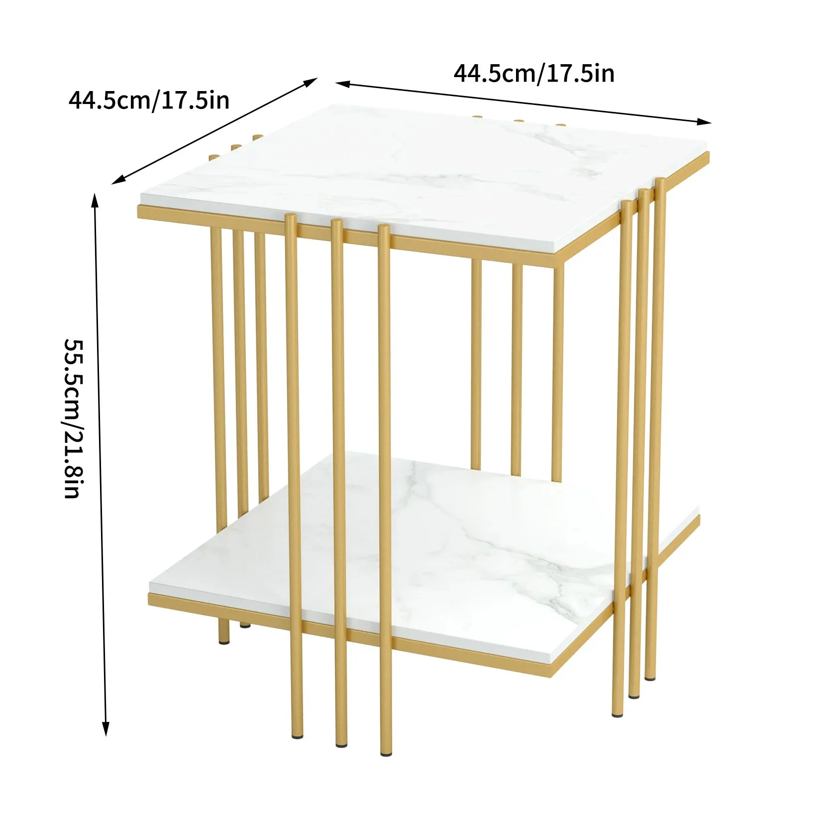 Double Layer Marble Top Coffee Table Gold Legs