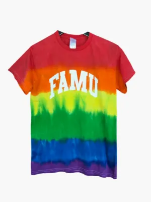 Handmade FAMU Pride Ombre Rainbow Short Sleeve Crew Fringe or Spider Web Back Design Summer T-Shirt