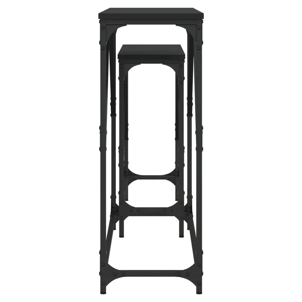 Nesting Console Tables 2 pcs Black Engineered Wood