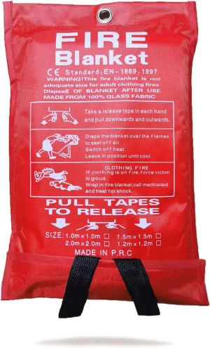 NEW Qujior Fire Blanket for Emergency Survival, 39 x 39 inches Reusable Fiberglass Fire Emergency Blanket Fire Shelter Safety Cover for Kitchen, Car, Camping, Grilling, Office, Warehouse (1 Pack)