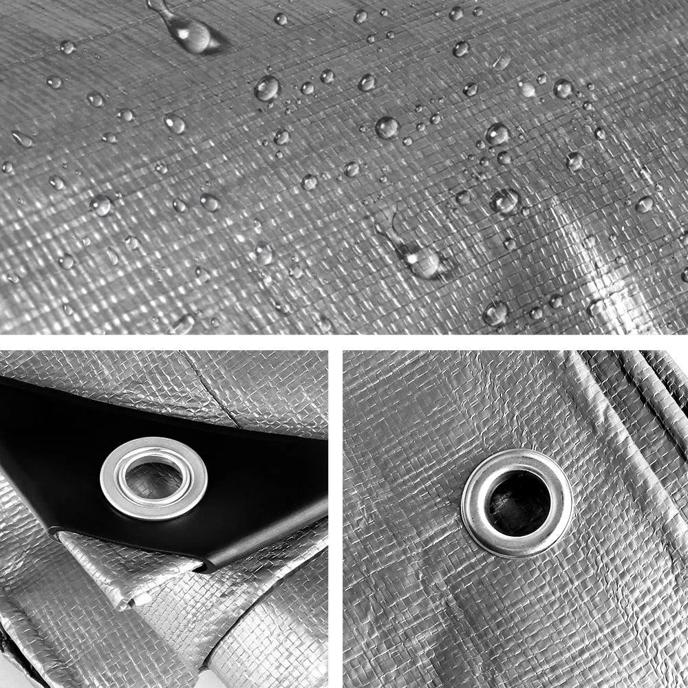 Poly Tarpaulin Heavy Duty Tarp Cover - 3.6M x 7.3M -180gsm Silver