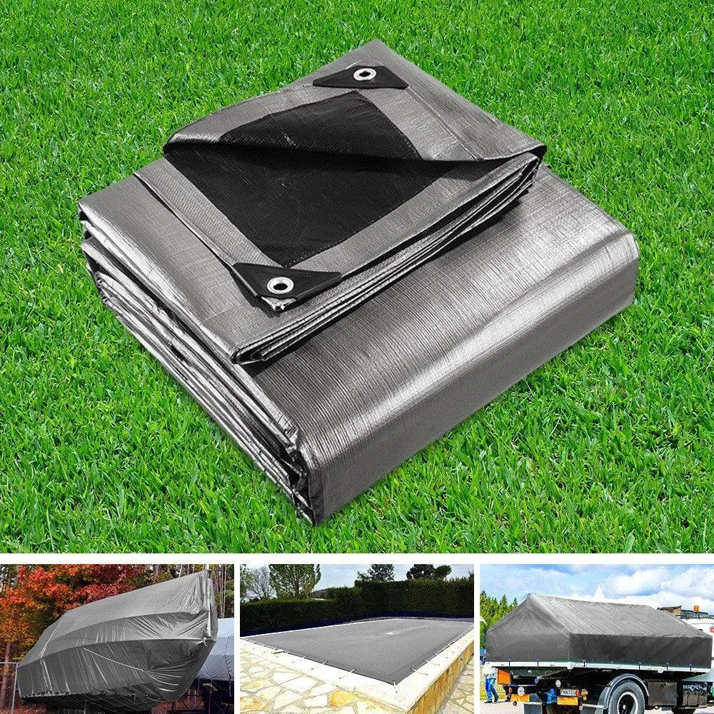 Poly Tarpaulin Heavy Duty Tarp Cover - 3.6M x 7.3M -180gsm Silver