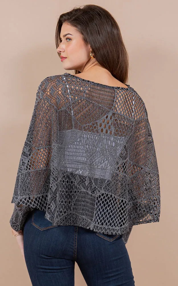 PON1805 Meshed High Quality Sleeve Poncho
