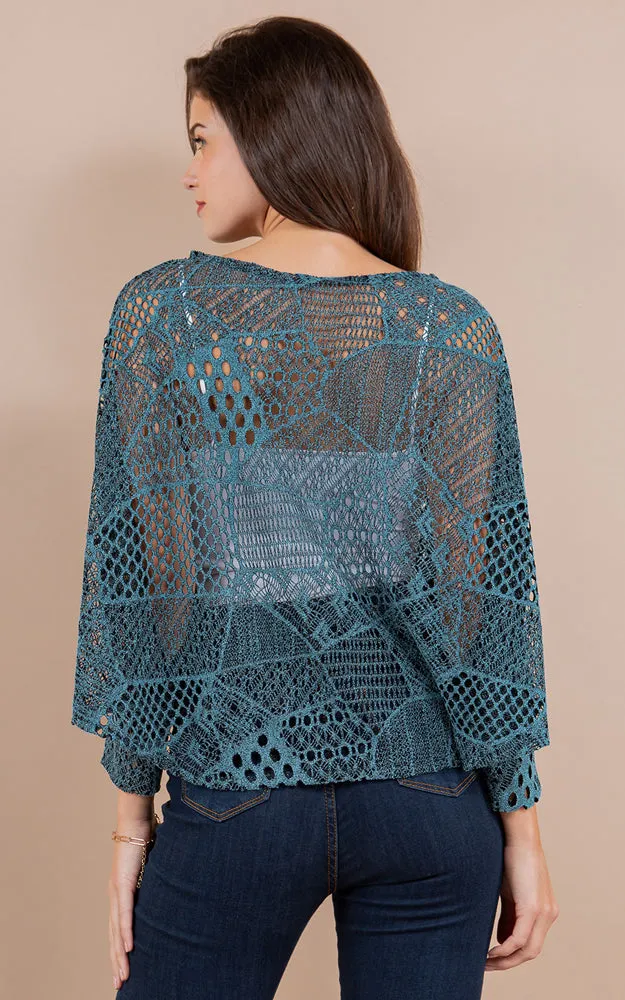 PON1805 Meshed High Quality Sleeve Poncho