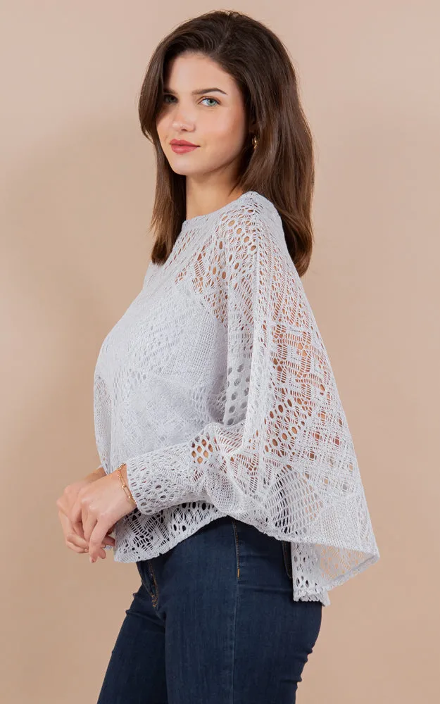 PON1805 Meshed High Quality Sleeve Poncho