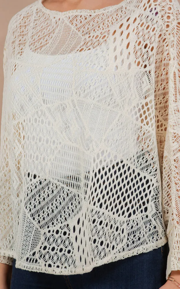 PON1805 Meshed High Quality Sleeve Poncho