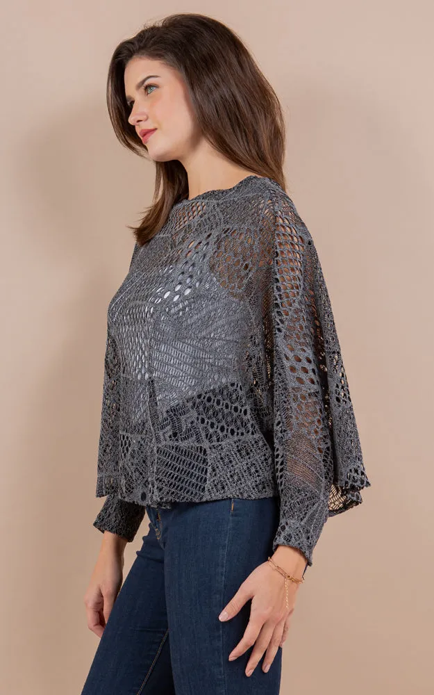 PON1805 Meshed High Quality Sleeve Poncho