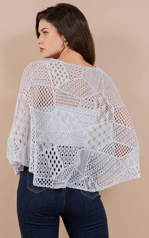 PON1805 Meshed High Quality Sleeve Poncho
