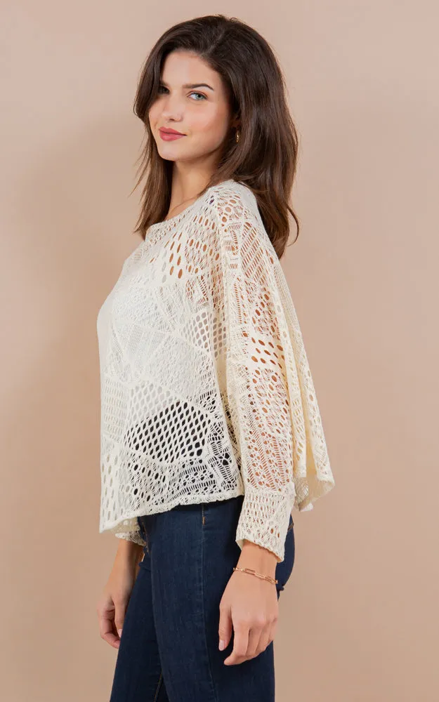 PON1805 Meshed High Quality Sleeve Poncho