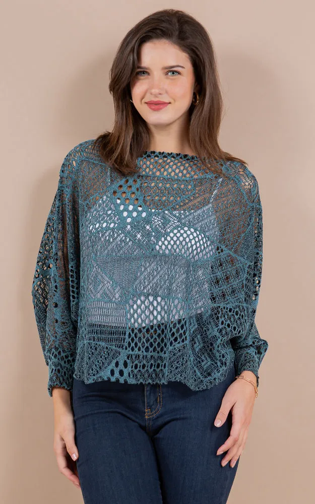 PON1805 Meshed High Quality Sleeve Poncho
