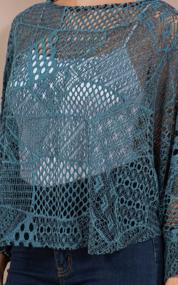 PON1805 Meshed High Quality Sleeve Poncho