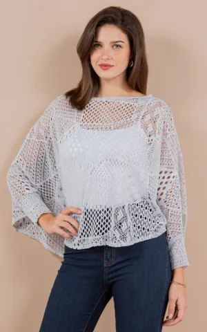 PON1805 Meshed High Quality Sleeve Poncho