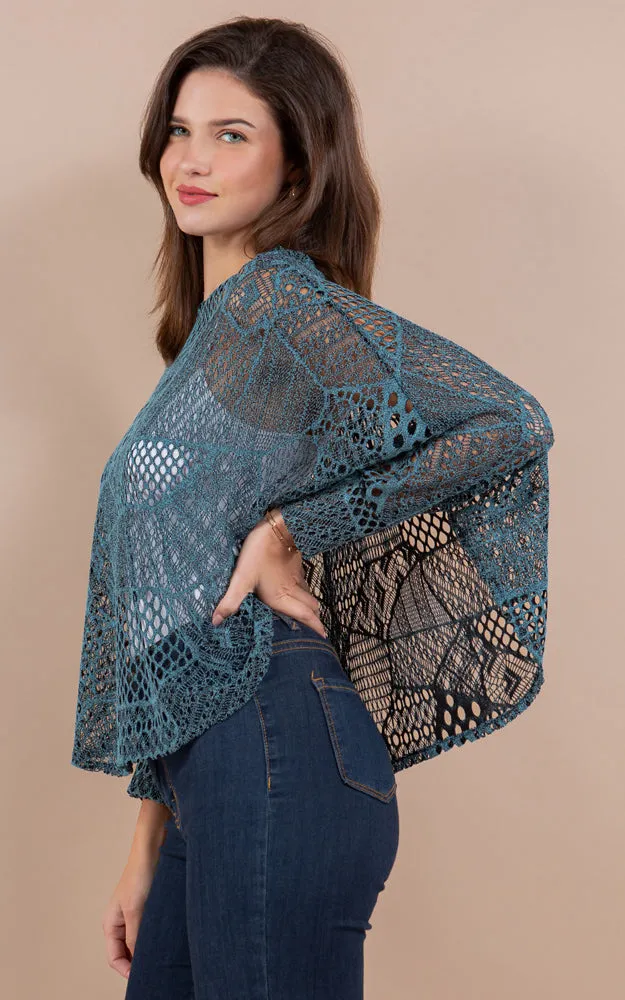 PON1805 Meshed High Quality Sleeve Poncho