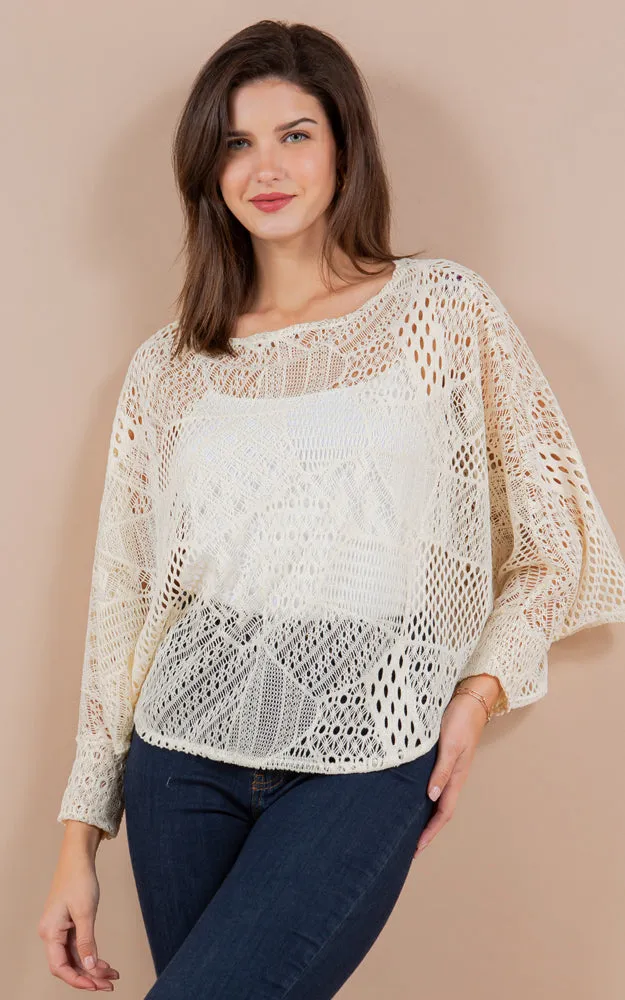PON1805 Meshed High Quality Sleeve Poncho