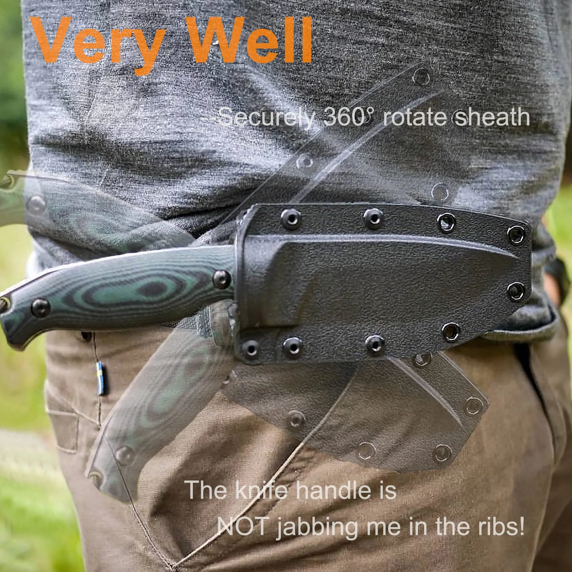 Ruike Camping Small Fixed Blade Knife with Sheath 360 Rotate, 14c28n Tactical Full-tang Large Big Stainless Steel,Hunting Survival Bushcraft Top Hiking Tool,Men EDC Outdoor Belt Hidden Horizontal Case