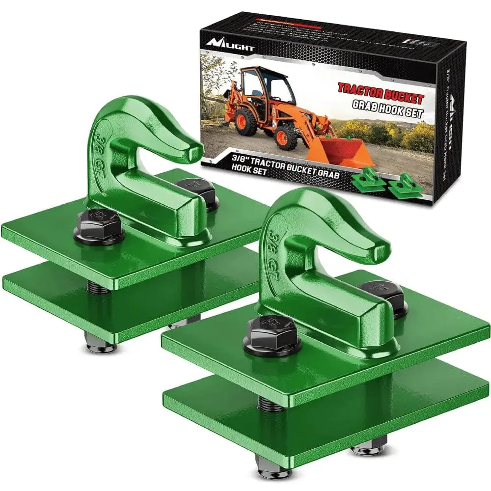 Tractor Bucket Grab Hook 3/8 Inch Dark Green (Pair)
