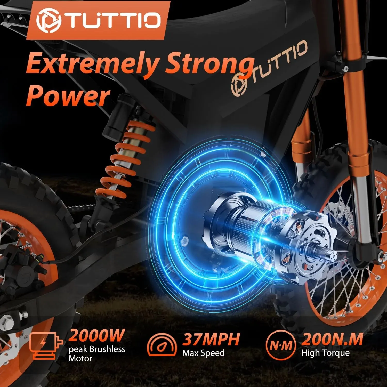 TUTTIO Soleil01 High-Torque Electric Dirt Bike Adult Teen, 200N.m 21AH Electric Motorcycle